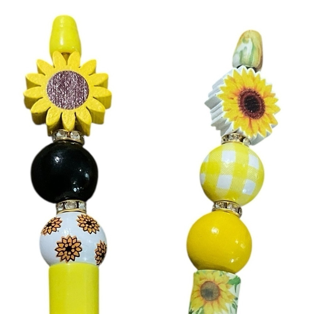 Hand Crafted Sunflower Inspired Pen Set - Yellow and Black - Picture 2 of 2
